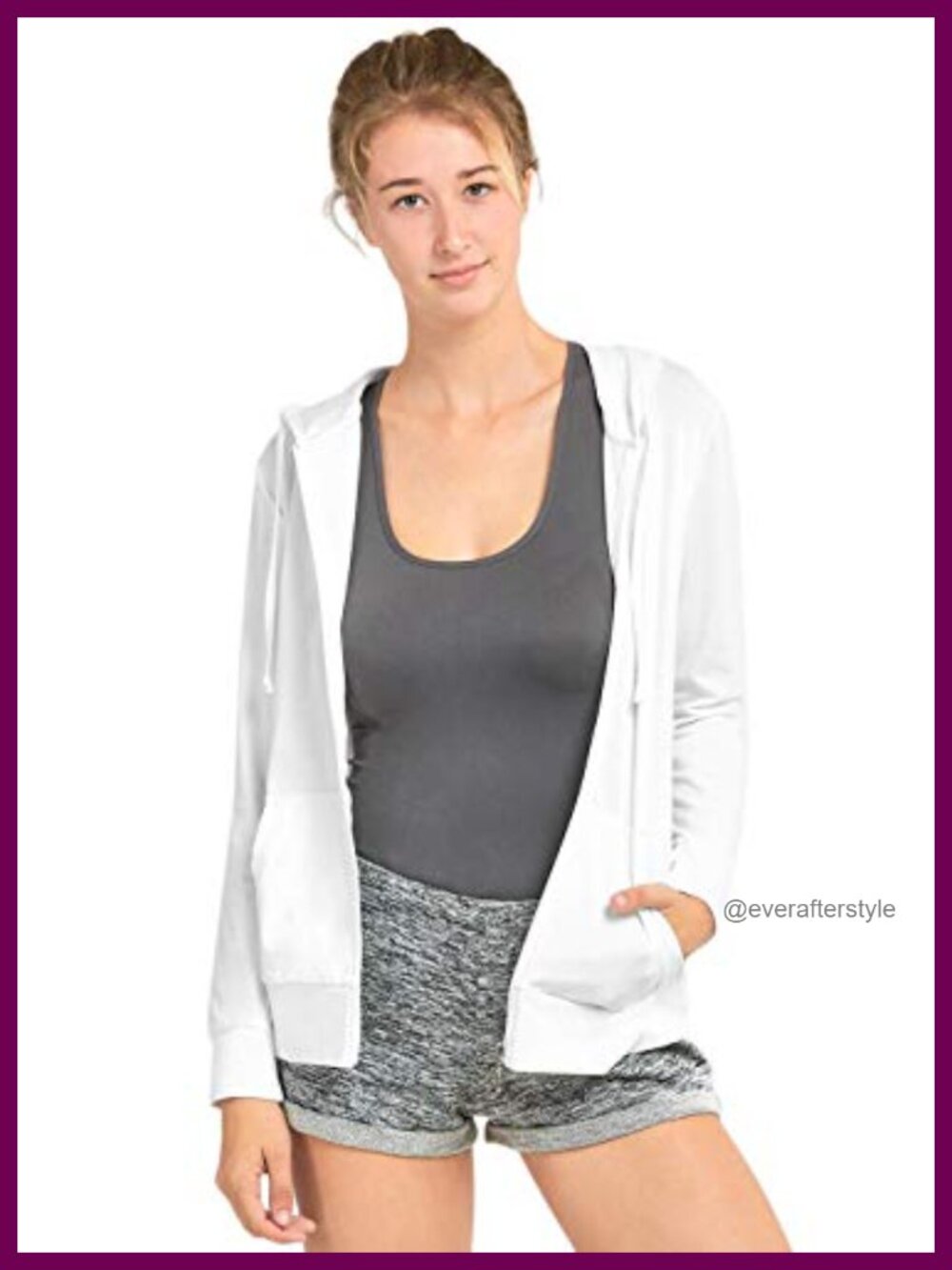 Thin Cotton Zip Up Hoodie Jacket with Pockets